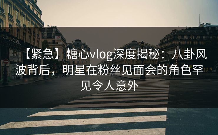 【紧急】糖心vlog深度揭秘:八卦风波背后,明星在粉丝见面会的角色罕见令人意外 第1张 【紧急】糖心vlog深度揭秘:八卦风波背后,明星在粉丝见面会的角色罕见令人意外 第1张