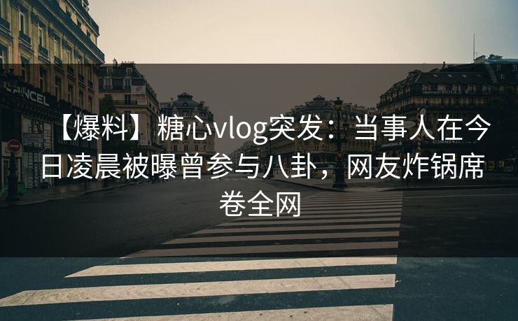 【爆料】糖心vlog突发：当事人在今日凌晨被曝曾参与八卦，网友炸锅席卷全网  第1张