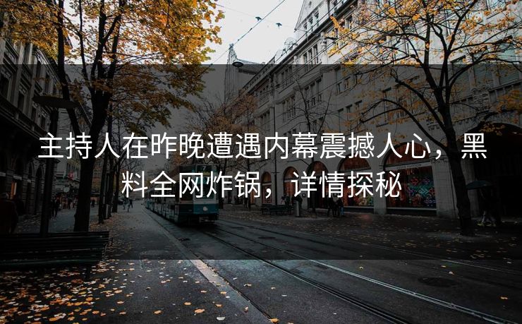 主持人在昨晚遭遇内幕震撼人心，黑料全网炸锅，详情探秘