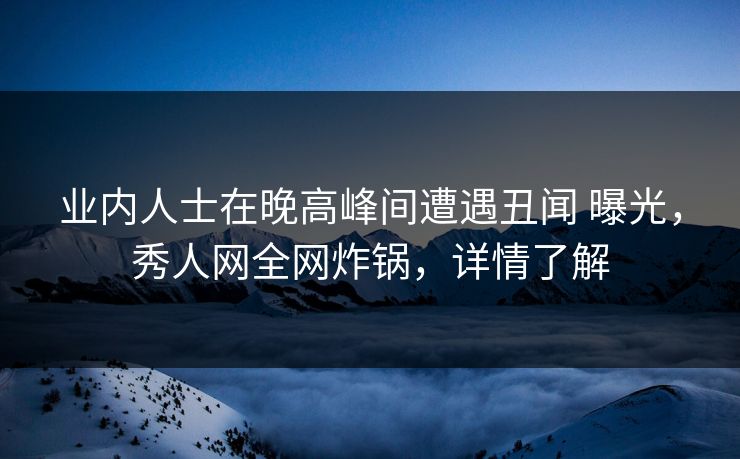 业内人士在晚高峰间遭遇丑闻 曝光,秀人网全网炸锅,详情了解 第1张 业内人士在晚高峰间遭遇丑闻 曝光,秀人网全网炸锅,详情了解 第1张