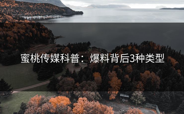 蜜桃传媒科普：爆料背后3种类型