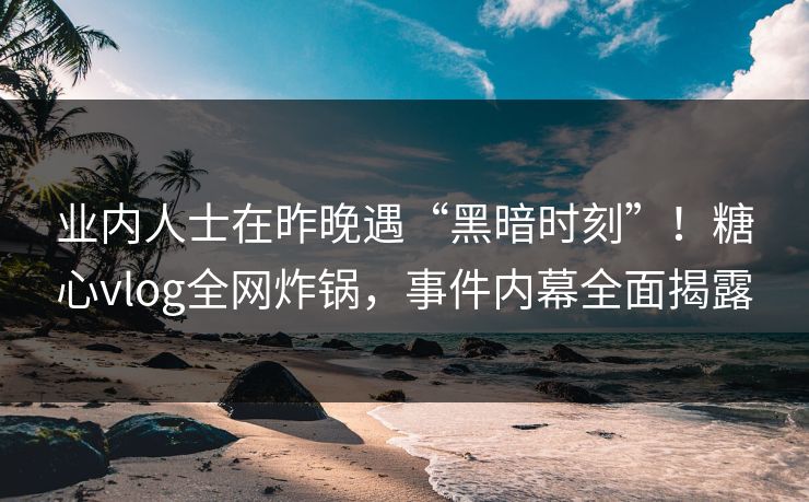 业内人士在昨晚遇“黑暗时刻”！糖心vlog全网炸锅，事件内幕全面揭露
