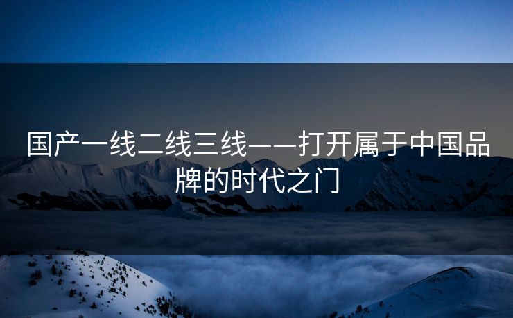 国产一线二线三线——打开属于中国品牌的时代之门 第1张 国产一线二线三线——打开属于中国品牌的时代之门 第1张
